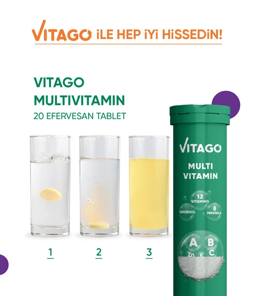 Vitago 20li ProMultivit Multivitamin, Multimineral Efervesan Tablet - 5