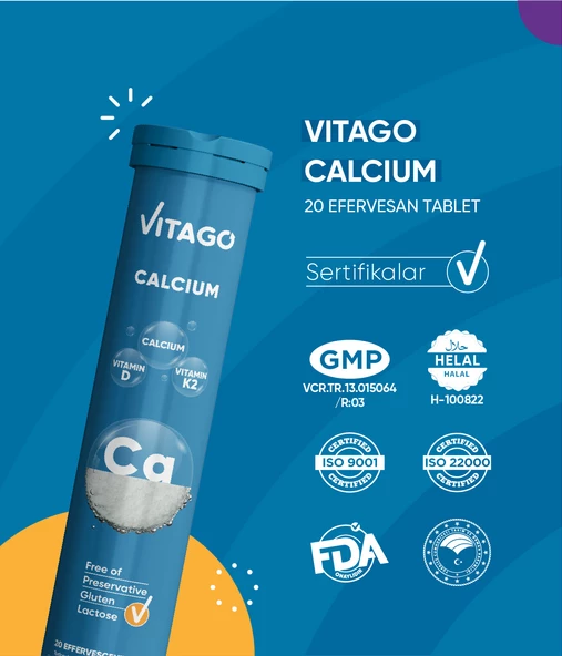 Vitago Prokalsiyum, Vitamin D,Vitamin K2 Efervesan Tablet - 4
