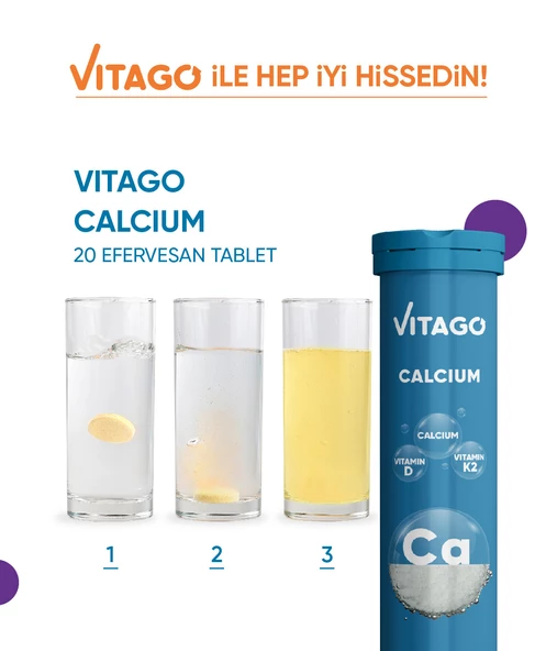 Vitago Prokalsiyum, Vitamin D,Vitamin K2 Efervesan Tablet - 5