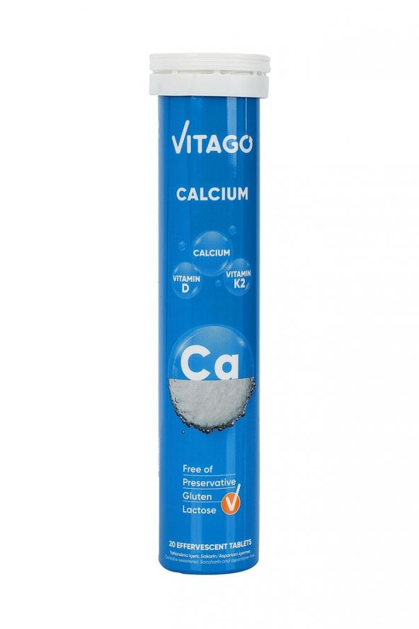 Vitago ProKalsiyum, Vitamin D,Vitamin K2 Efervesan Tablet