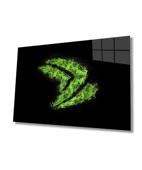 Yeşil İllüstrasyon Dekoratif ve Modern Cam Tablo   Green Illustration ürün görseli 1