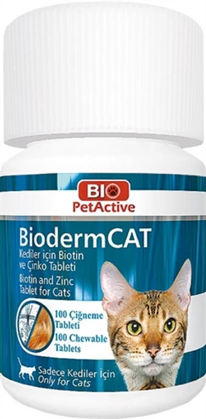 Bio Pet Active Bioderm Cat Biotin ve Çinko Kedi Vitamini 100 Tablet