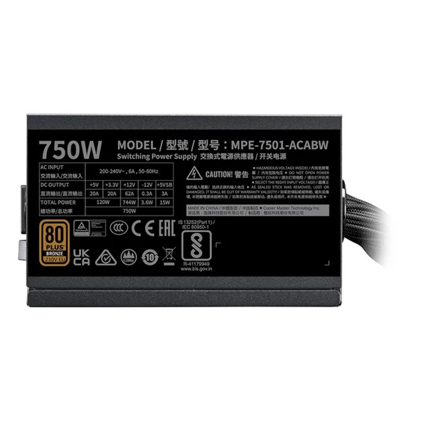COOLERMASTER Cooler Master 750W 80+Bronze MWE V3 - 3