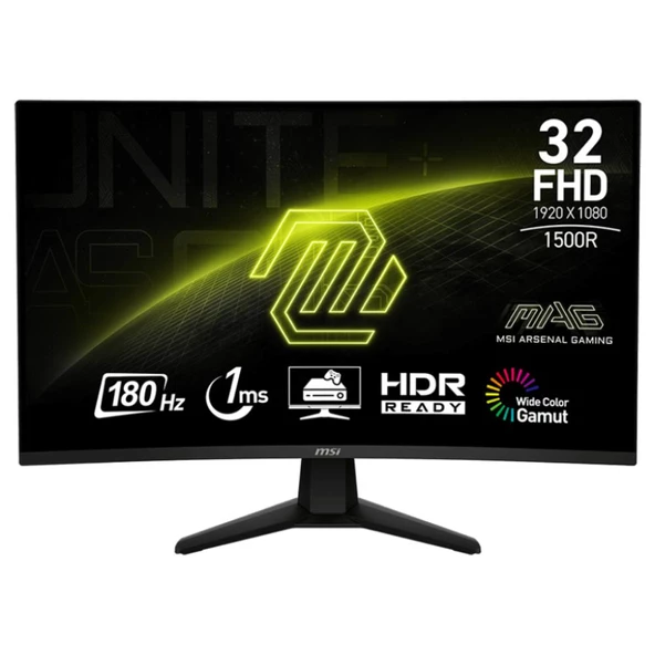 MSI  31.5 MAG 32C6 CURVED 1500R VA 2560X1440 FHD 16:9 180HZ 1MS FREESYNC PREMIUM GAMING MONITOR