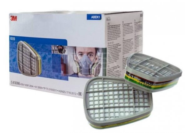 3M 6059 Abek1 Organik,İnorganik,Asit,Amonyak Gazı Ve Buhar Filtre - 3