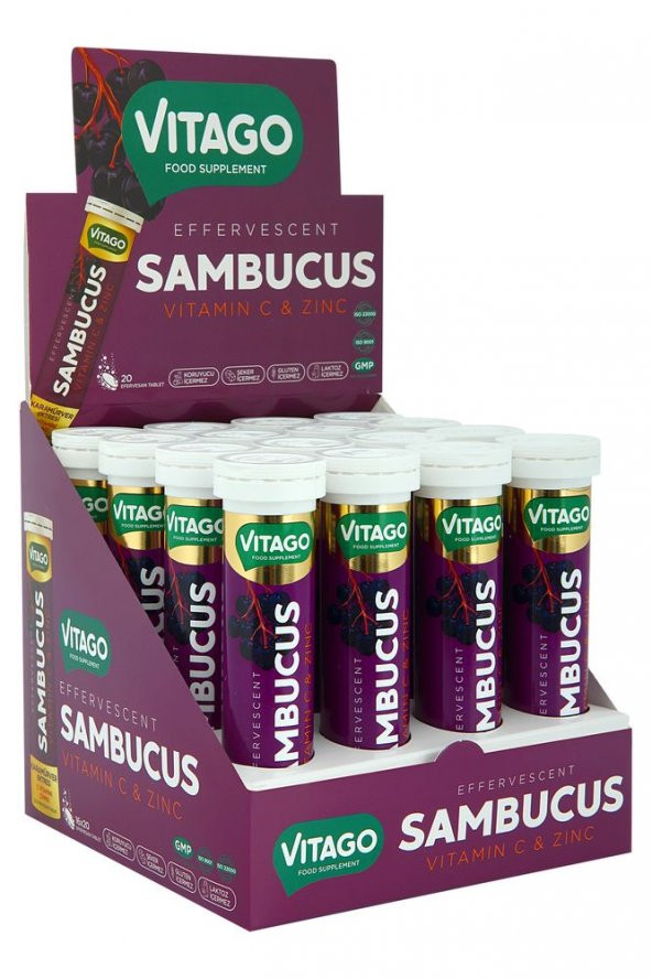 16lı Kutu - Vitago Sambucus, Vitamin C, Çinko Efervesan Tablet