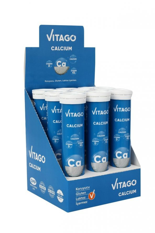 9lu Paket - Vitago Kalsiyum, Vitamin D ve K2, 20 Efervesan Tablet