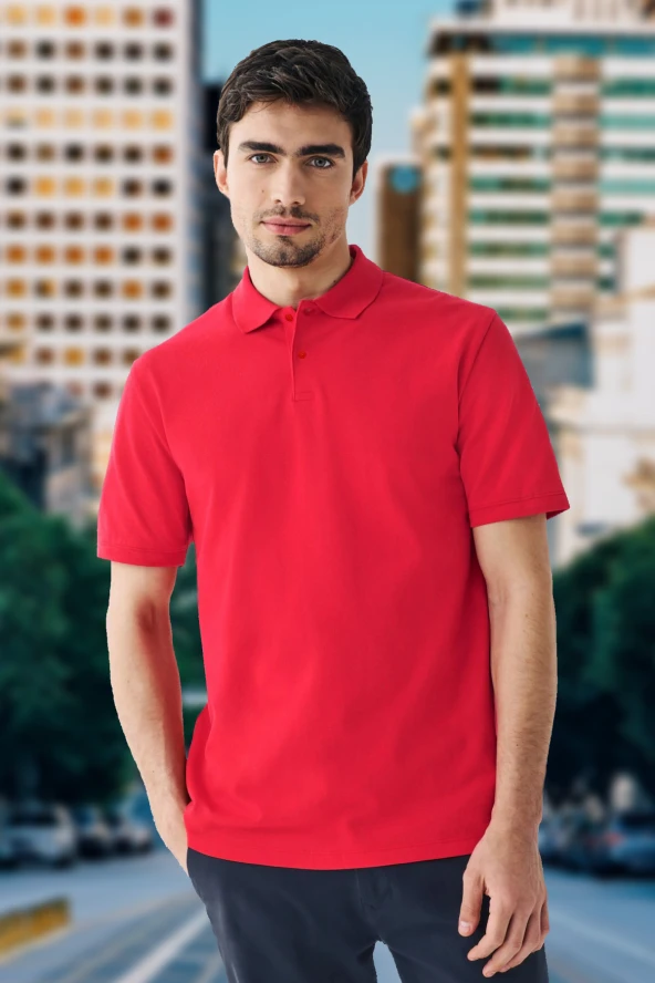 Kırmızı Erkek Polo Yaka T-Shirt