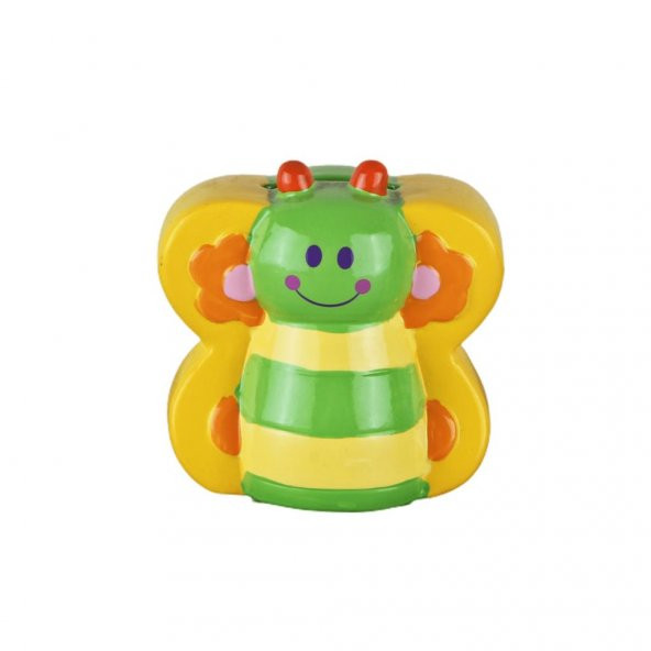 Arı Figürlü Seramik Kumbara Sarı Yeşil