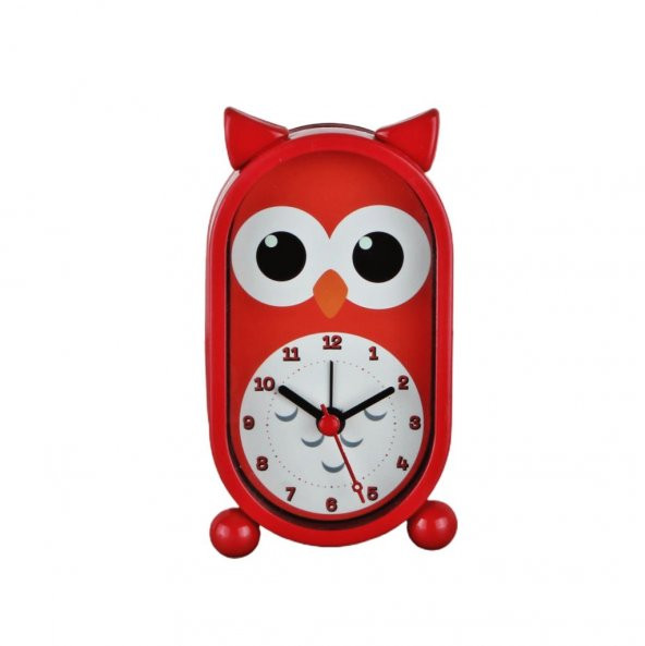 Kırmızı Baykuş Masa Saati