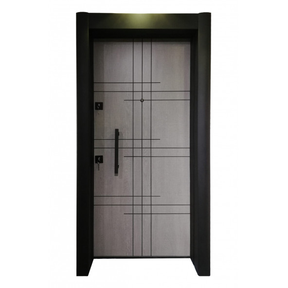 TEZ-1532 Statik Kasalı Rustik Çizgili Model Çelik Kapı, Daire Kapısı, Villa Kapısı