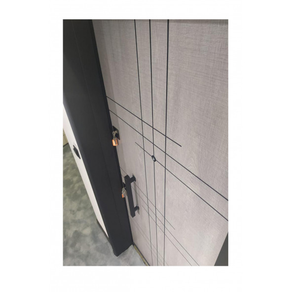 TEZ-1532 Statik Kasalı Rustik Çizgili Model Çelik Kapı, Daire Kapısı, Villa Kapısı - 3