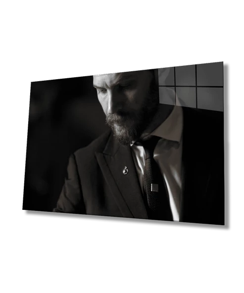 Siyah Beyaz İnsan Fotoğrafları Dekoratif ve Modern Cam Tablo ürün görseli