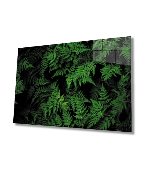 Yeşil Yapraklar Dekoratif ve Modern Cam Tablo   Green Leaves ürün görseli