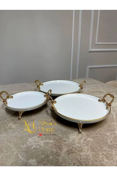 Eslim 3 sunum servis tabaklar gold - 4
