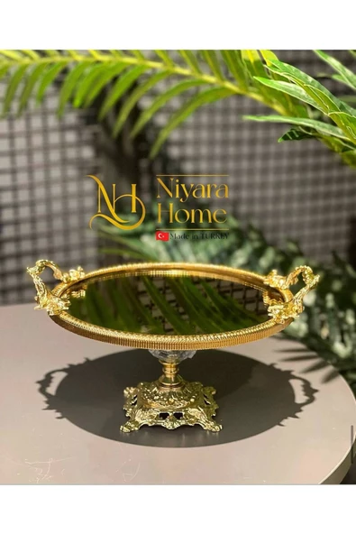 Eslim Döküm Gold Aynalı Kulplu Sunumluk - 2