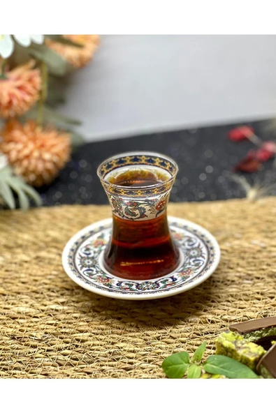 Eslim 12 PARÇA TOPKAPI MODELİ ÇAY BARDAK SETİ - 2