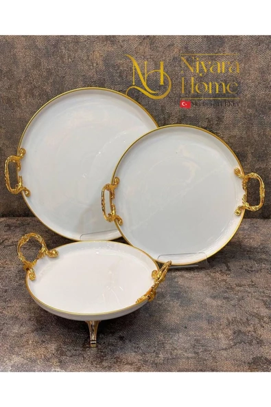 Eslim 3 sunum servis tabaklar gold - 3