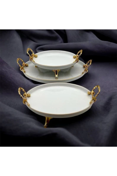 Eslim 3 sunum servis tabaklar gold