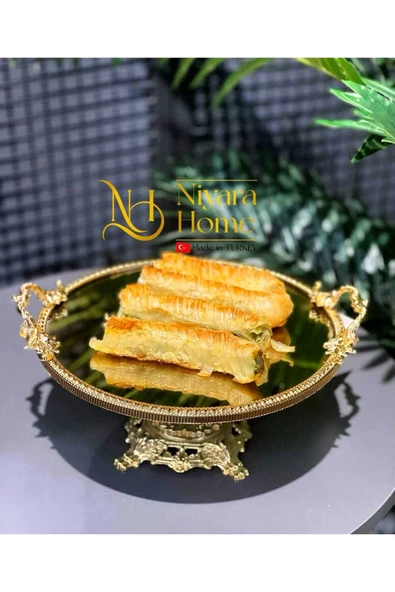 Eslim Döküm Gold Aynalı Kulplu Sunumluk