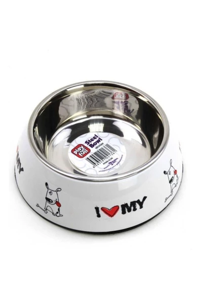 PLAYFULL  Diva Köpekler için Desenli Çelik Mama ve Su Kabı 15cm 400ml