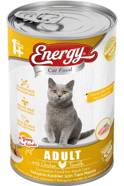 Energy  Tavuklu Yetişkin Islak Kedi Maması Konserve 415 gr 5 Adet