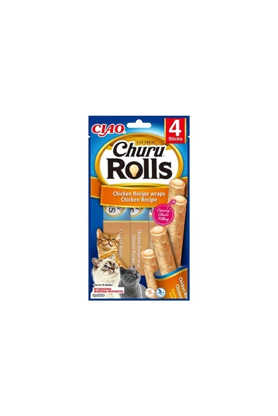 Inaba  Churu Rols Sticks Tavuk Sargılı Kedi Ödül Maması 4x10 Gr