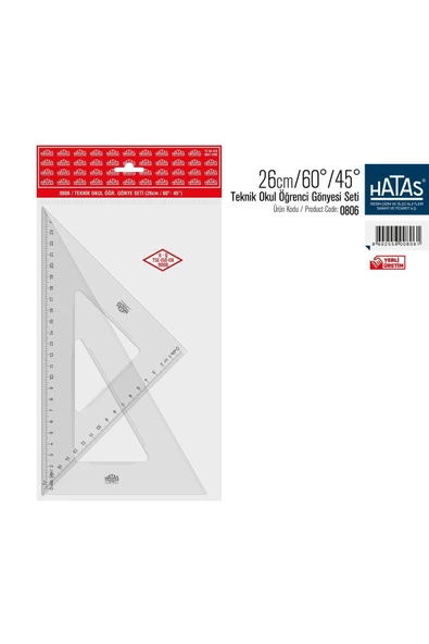 HATAS 26cm 45 Ve 60 Derece Öğrenci 2'li Gönye Seti 00806