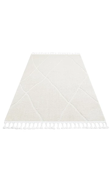 Terazzo Koleksiyonu Hav Toz Vermez Etnik Modern Desenli Yumuşak Halı TRZ07 Beyaz - 3