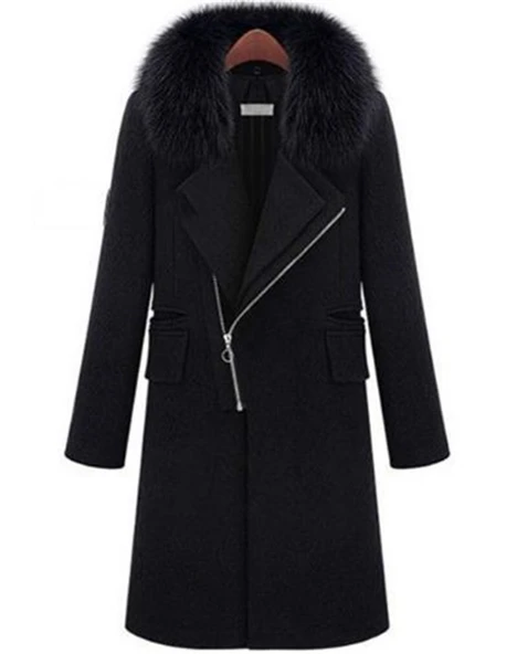 Kışlık Kürklü Kaşe Kadın Kaban - 2