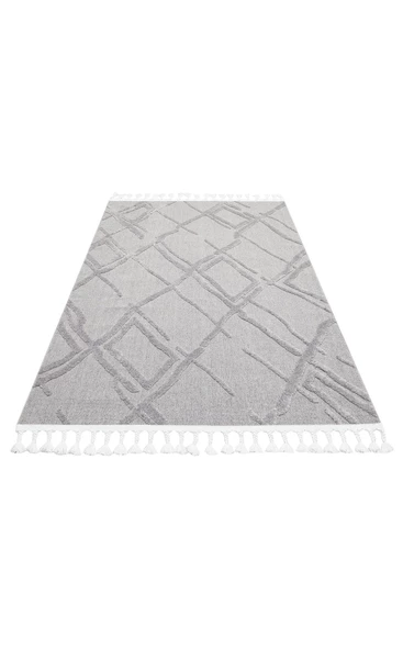 Terazzo Koleksiyonu Hav Toz Vermez Etnik Modern Desenli Yumuşak Halı TRZ03 Gri - 2