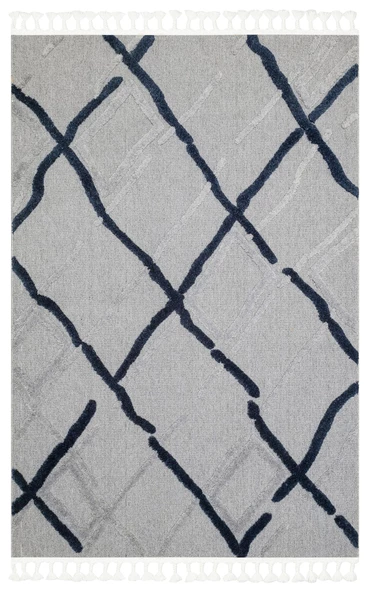 Terazzo Koleksiyonu Hav Toz Vermez Etnik Modern Desenli Yumuşak Halı TRZ03 Gri Mavi - 4