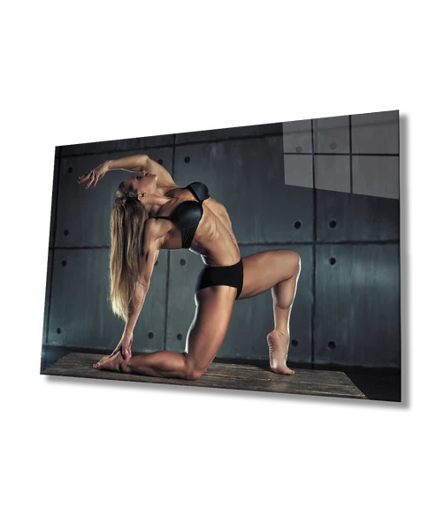 Spor Fıtnes Dekoratif ve Modern Cam Tablo   Sports Fitness