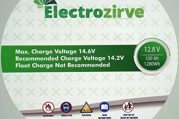 Electro Zirve 12.8V 100Ah Lityum Akü (LifePO4) - 4