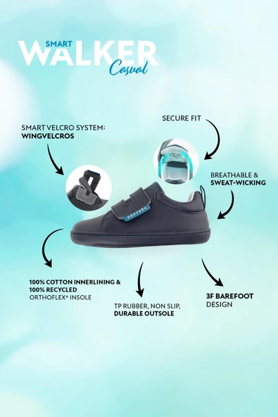 Smart Walker Casual Mat Lacivert Barefoot Çocuk Ayakkabı - 2
