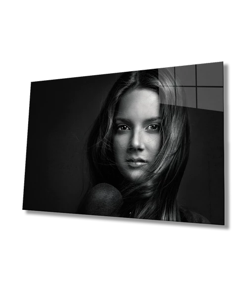 Siyah Beyaz İnsan Fotoğrafları Dekoratif ve Modern Cam Tablo