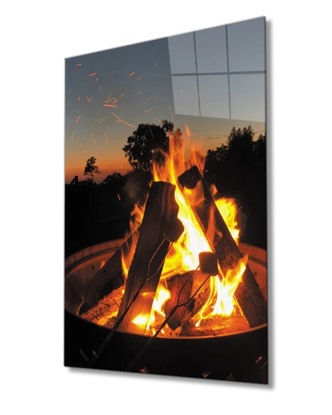 Ateş Dekoratif ve Modern Cam Tablo Fire Painting