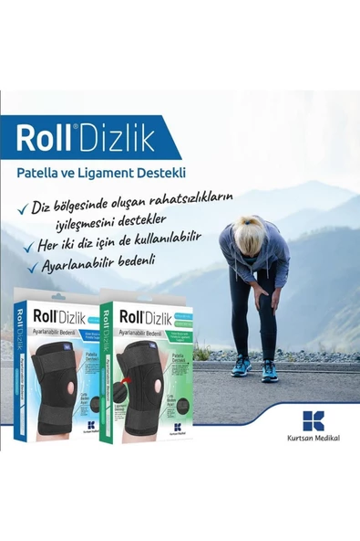 ROLL PATELLA VE LİGAMENT DESTEKLİ AYARLANABİLİR BEDENLİ CIRTLI DİZLİK - 2