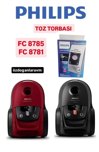 PHILIPS FC 8781 ve FC 8785/09 Süpürgesi Toz Torbası 5 Adet Kutulu