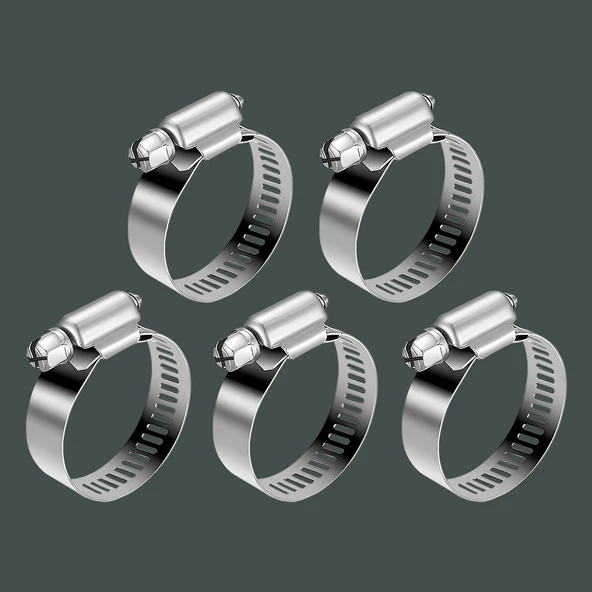 Hortum Kelepçesi Tork Ayarlı 22x36 mm Paslanmaz Çelik Boru Metal Kelepçe Ayarlanabilir klips 5 ADET - 8