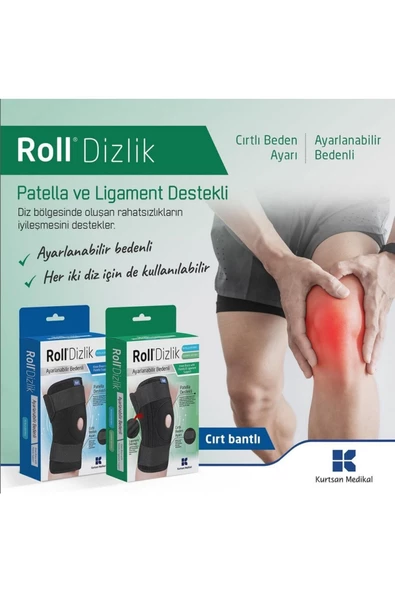 ROLL PATELLA VE LİGAMENT DESTEKLİ AYARLANABİLİR BEDENLİ CIRTLI DİZLİK - 3