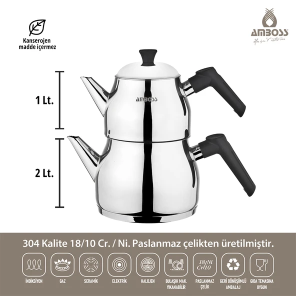 5 Parça Gün Seti Krep Tava Kek Kalıbı & Paslanmaz Çelik Çaydanlık - Resim 3