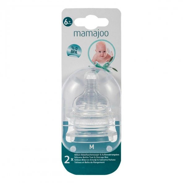 Mamajoo 0 BPA Silikon Biberon Emziği İkili M No.2 6 ay+