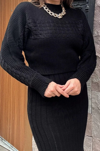 Premium Kumaş Croplu İkili Triko Takım - 4