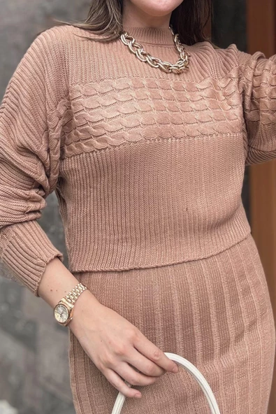 Premium Kumaş Croplu İkili Triko Takım - 10