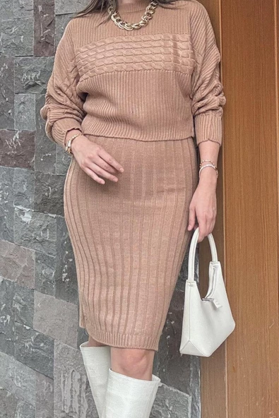 Premium Kumaş Croplu İkili Triko Takım - 8