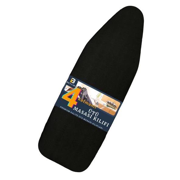 BEYLİNİ Ütü Masası Kılıfı Örtüsü Bezi Keçeli Süngerli Lastikli Yanmaz Ayarlanabilir Siyah 55x135 Cm - 1