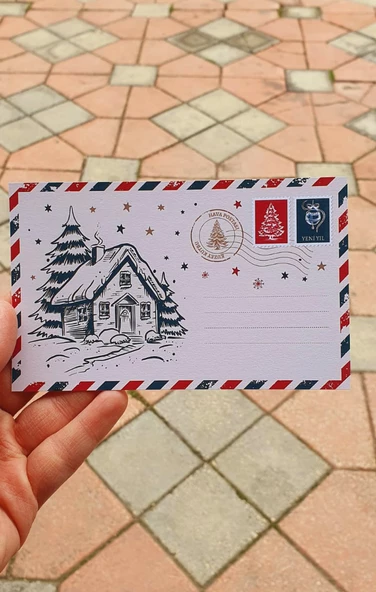 Yılbaşı tebrik kartı- 4 lü nostaljik yeni yıl posta kartı-not kartı-özel gün kartı - Resim 4