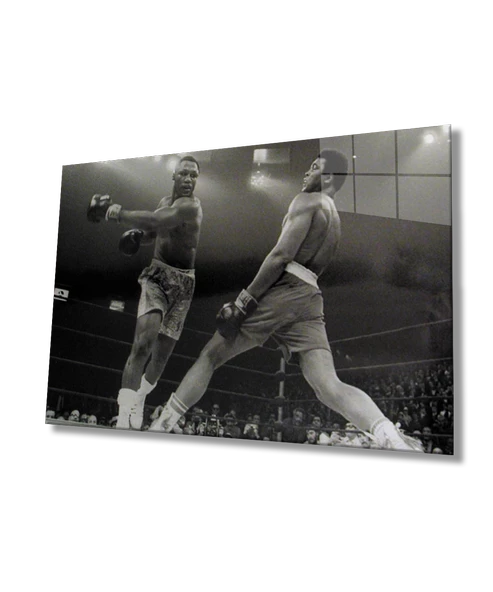 Siyah Beyaz İnsan Fotoğrafları  Muhammet  Ali Dekoratif ve Modern Cam Tablo  Muhammet Ali