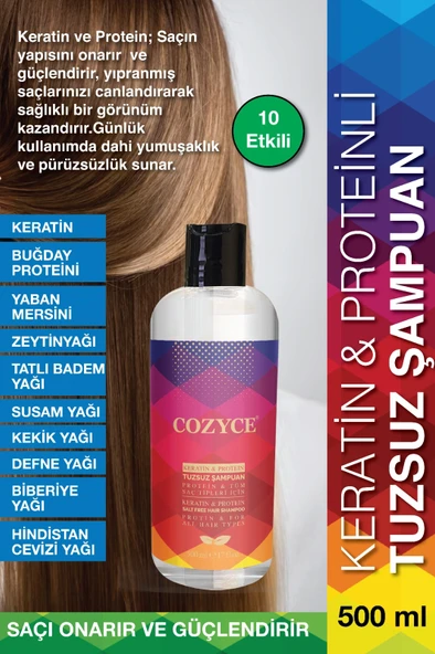 COZYCE PROTEİNLİ&KERATİNLİ TUZSUZ ŞAMPUAN 10 ETKİ 500ML